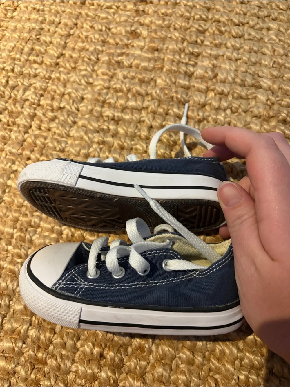 Converse Kids Navy Canvas Sneakers with White Laces